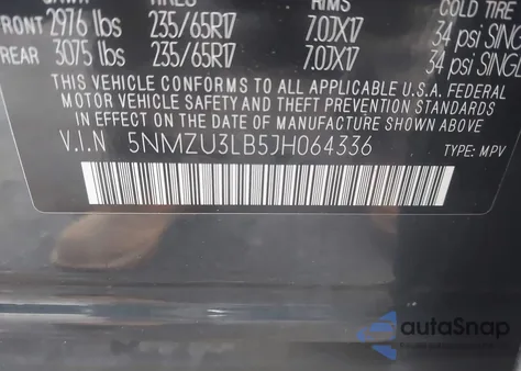 2018 Hyundai Santa Fe Sport 2.4L z USA, uszkodzony, nr VIN 5NMZU3LB5JH064336